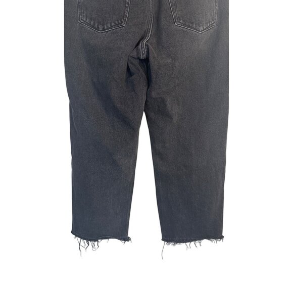 ZARA Size 8 Black High-Waist Straight-Leg Jeans Raw Hem - Picture 11 of 13